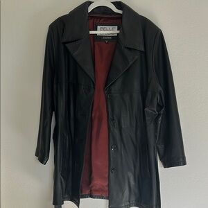 80s Vintage Wilsons Black Leather Tie Jacket